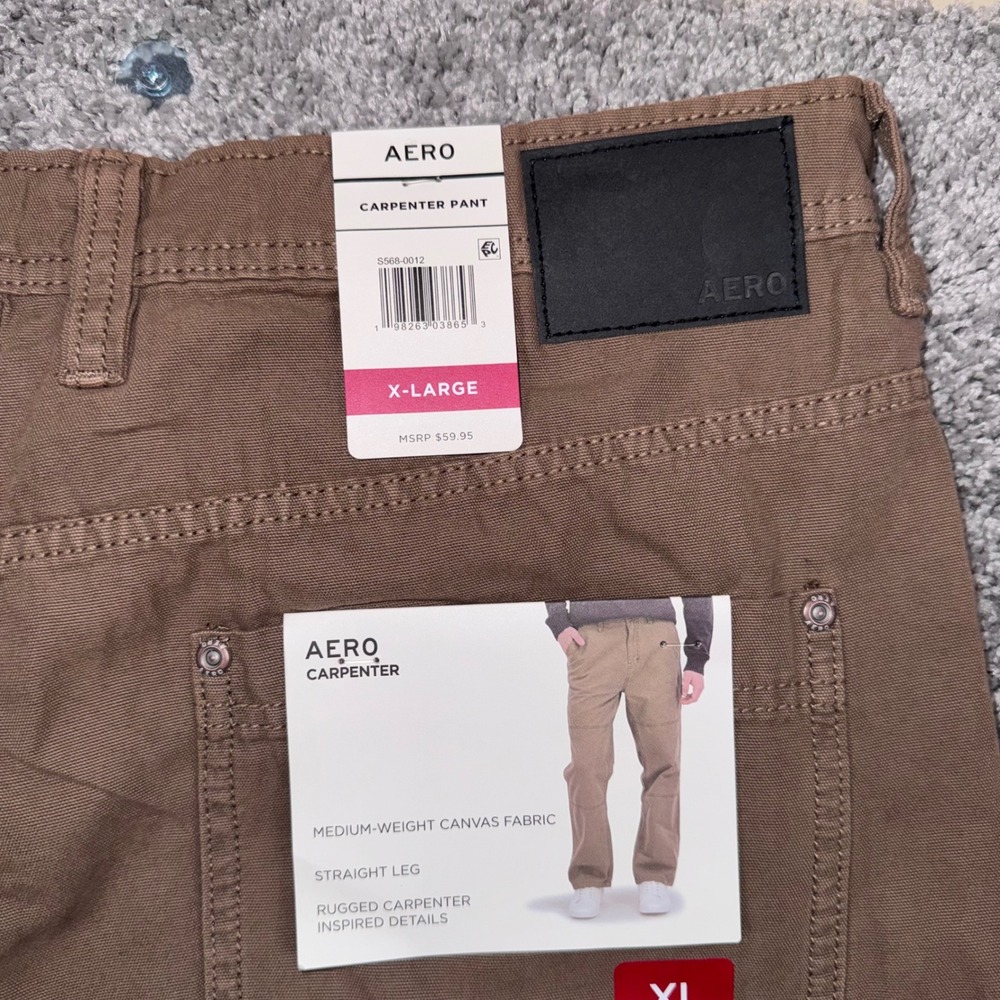 Aeropostale Carpenter Pant Mens Straight Leg Canvas Brown XL NEW - Picture 6 of 11